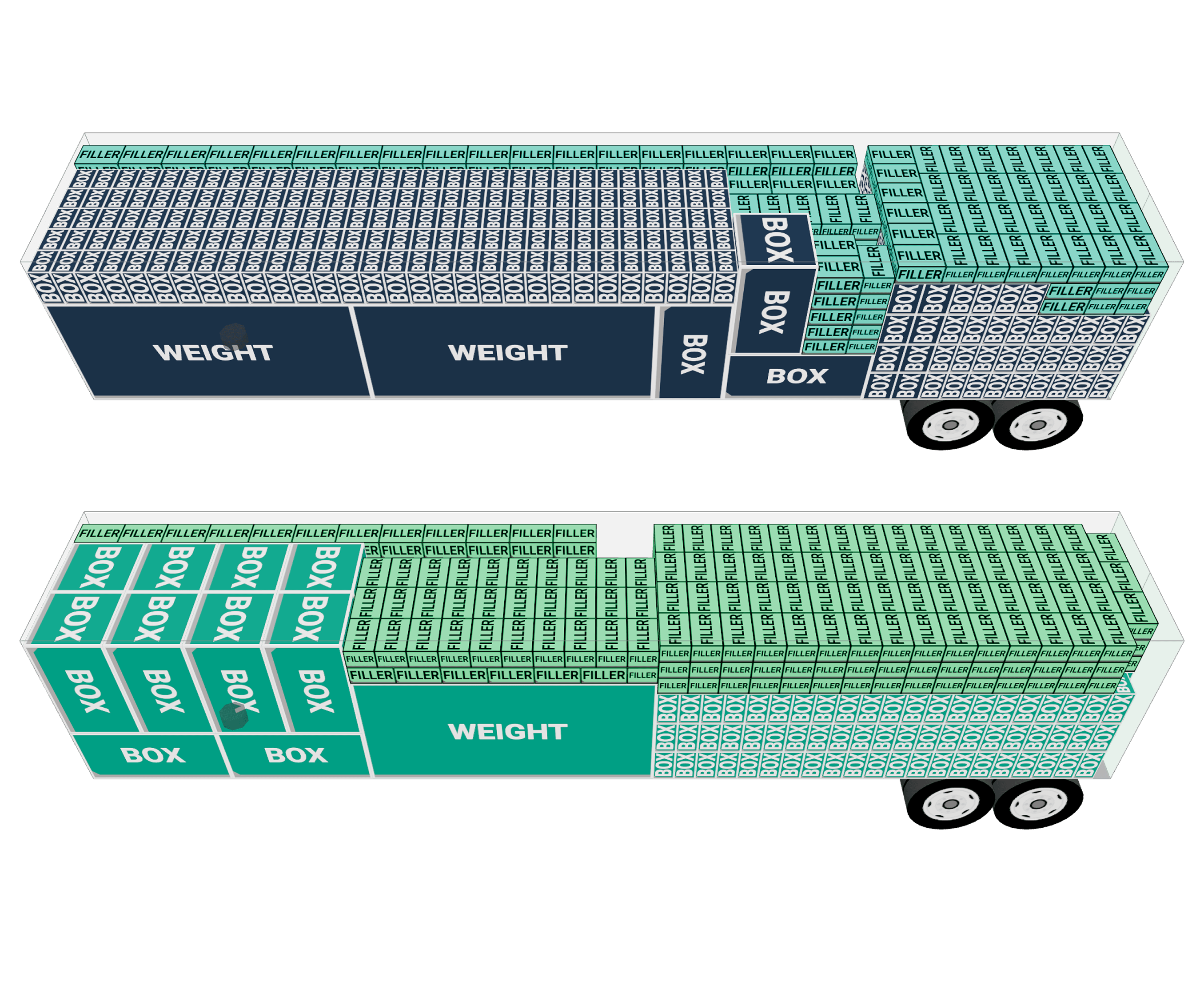 Two saved trailer configurations, each loaded to its own preset