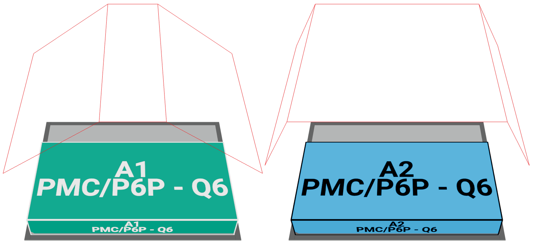 Two variants of the same ULD type, each with a different contour profile