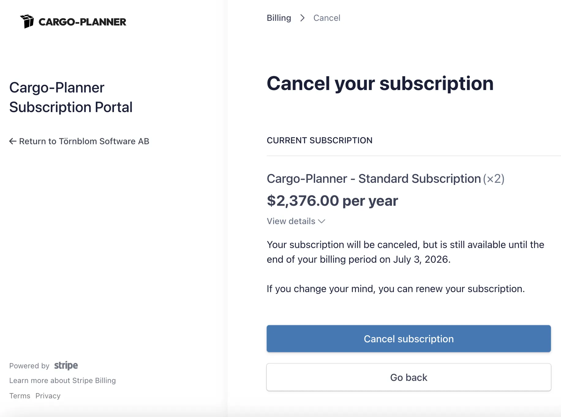 Cancel Subscription