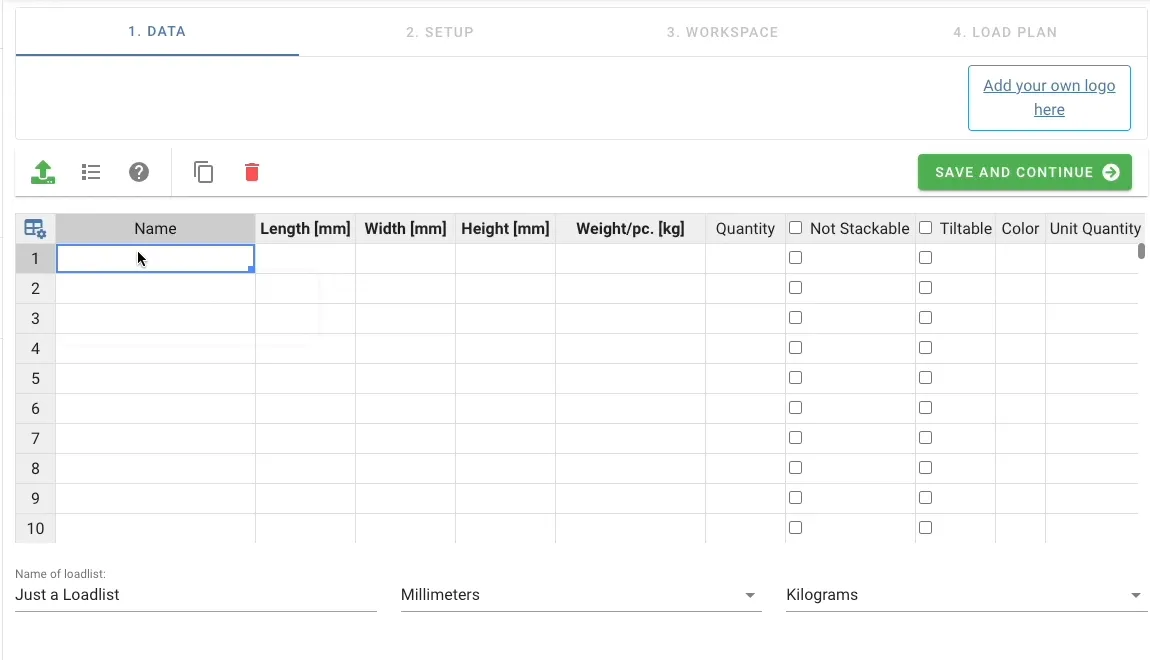 GIF of autocompleting a loadlist