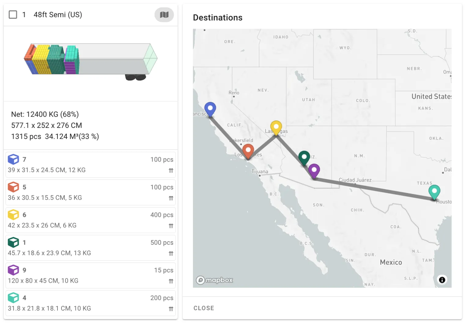 Load plan with routing for a trailer