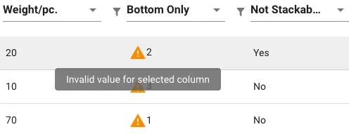 Invalid column mapping