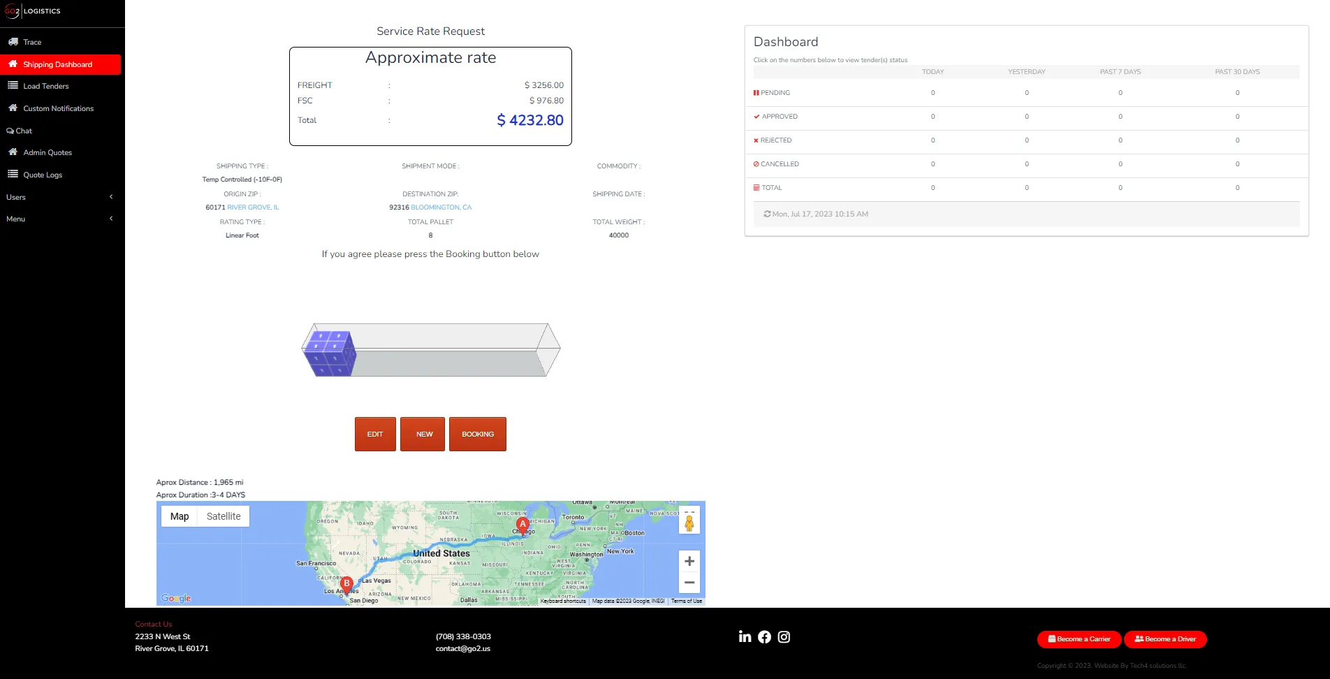 Go2 Logistics customer portal