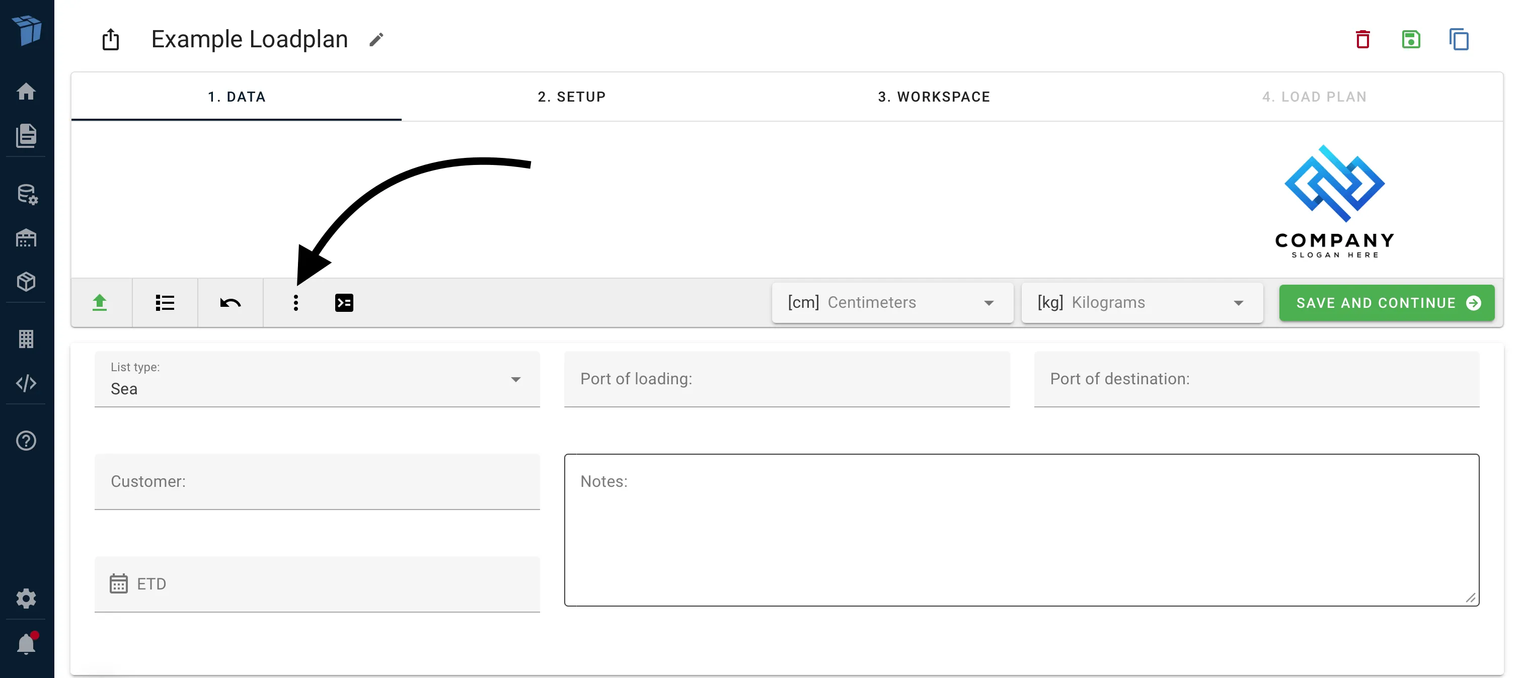 Loadlist information section expanded