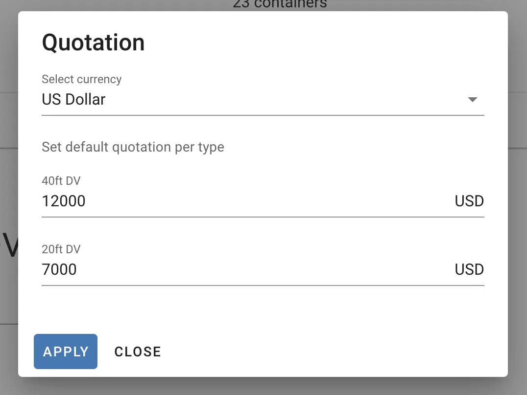 Loadplan view settings - quotation dialog