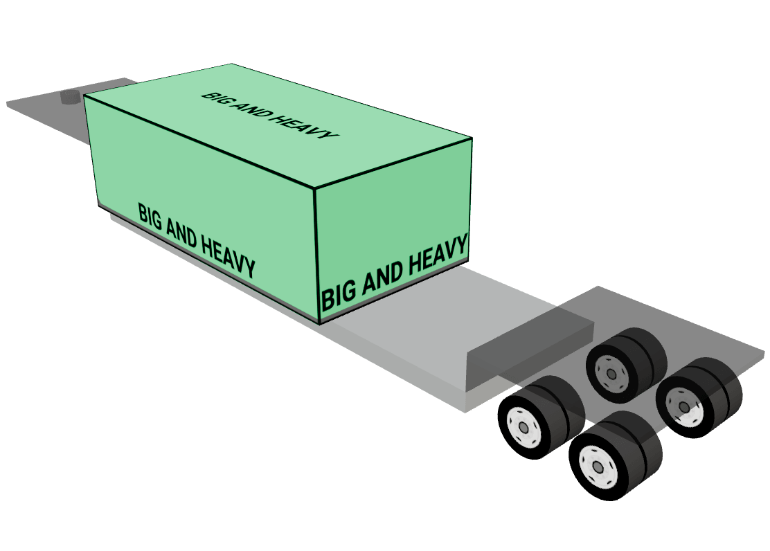 An oversized load on a low-bed trailer built for it