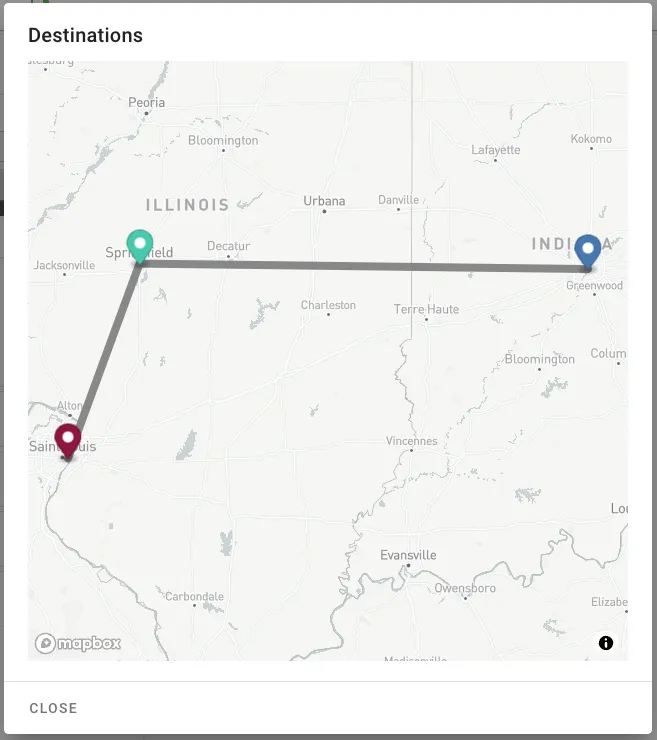 The planned route for a load plan