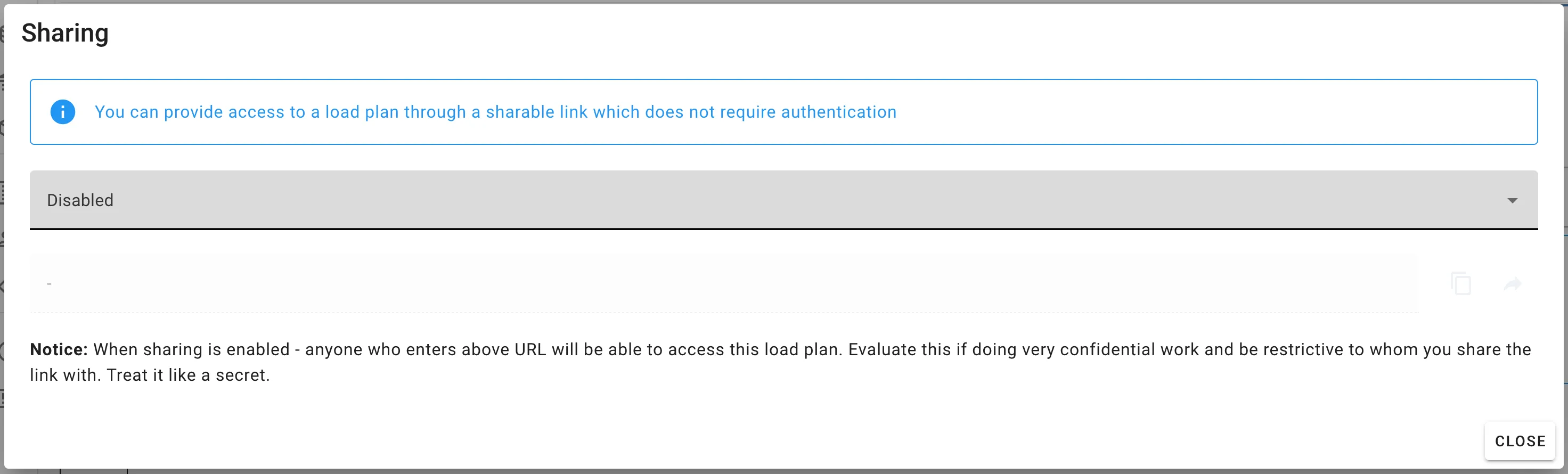 Sharing dialog