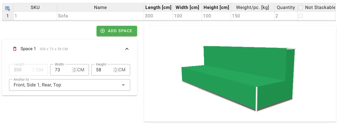 L-shaped cargo example