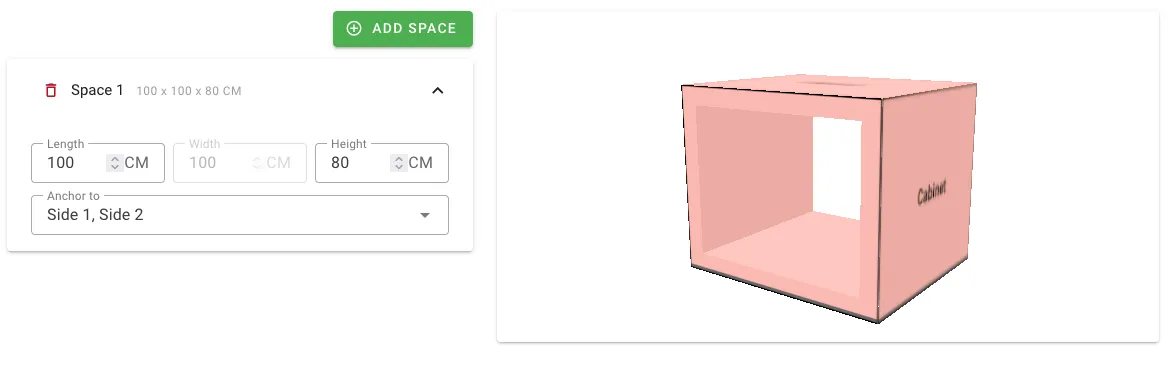 Space spanning full width